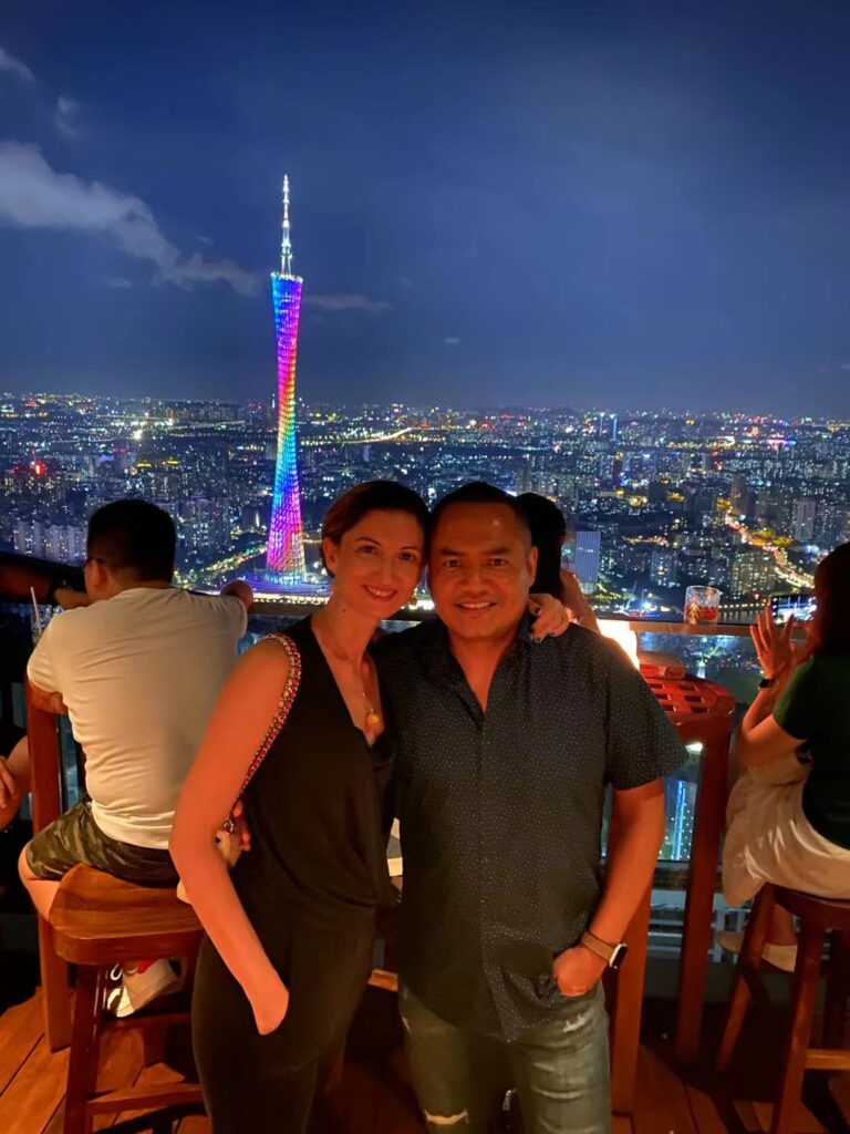 With my husband in Guangdong