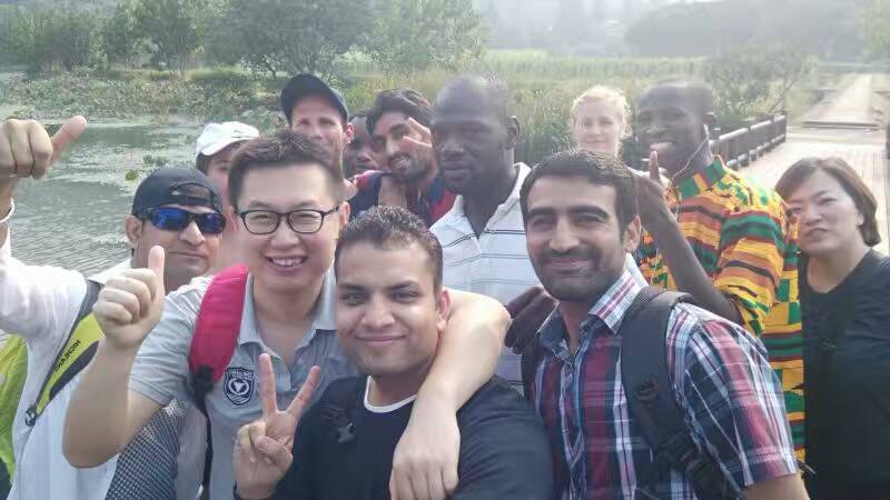 With my classmates and professor