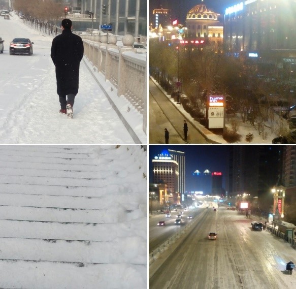 Harbin on a winter evening after snow