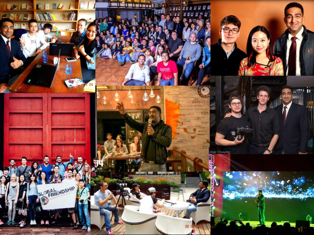 Organizing Idea Exchange programs, hosting events, travelling with global friendship group, singing the chinese song during MBA party and shooting a short film on my life in China.